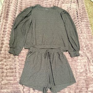 Cozy Charcoal Top and Shorts Set